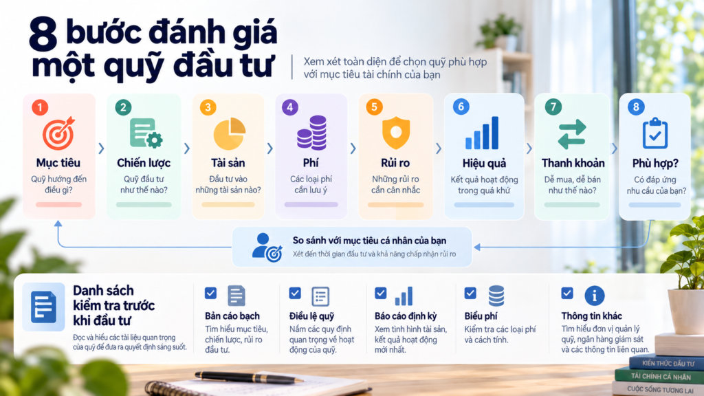 Sơ đồ các bước cần kiểm tra khi đánh giá một quỹ đầu tư