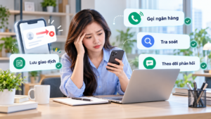 Minh họa các bước cần làm khi chuyển nhầm tiền ngân hàng